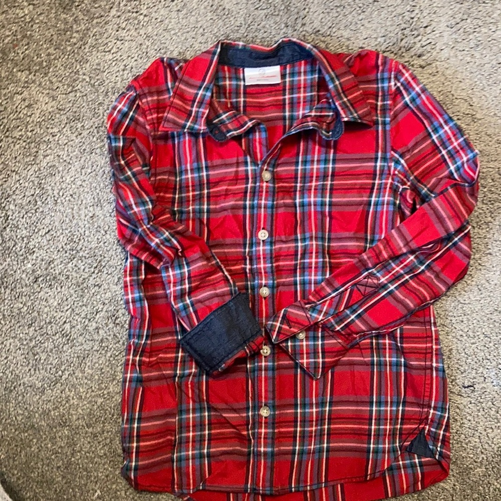 Hanna Andersson Boys Plaid Button Down. Size 120 (US 6-7)